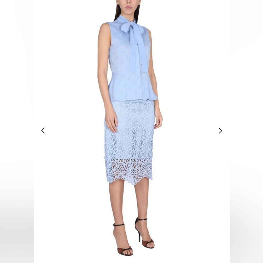 NWT Burberry High waist lace embroidered mid skirt/US0